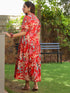 Women Floral Print Puff Sleeve Pure Cotton Fit & Flare Midi Dress